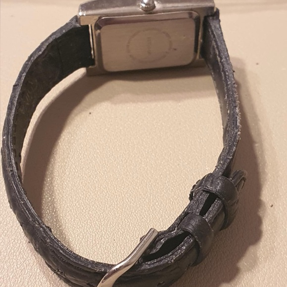 🦋10/$20🦋 Silver/Orange Leather Women's Tank Watch - Picture 3 of 4